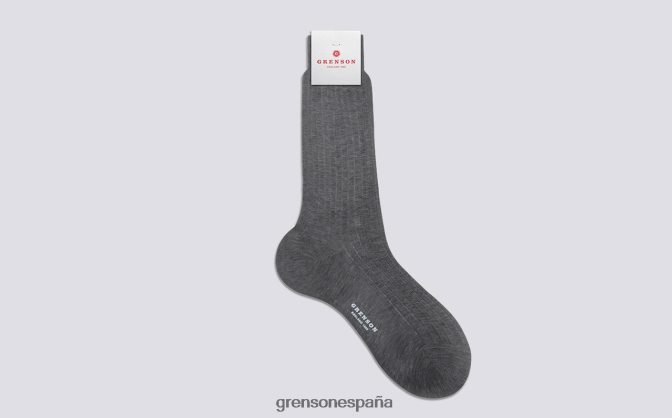 Grenson hombres calcetín de canalé liso gris PB0FB457 accesorios