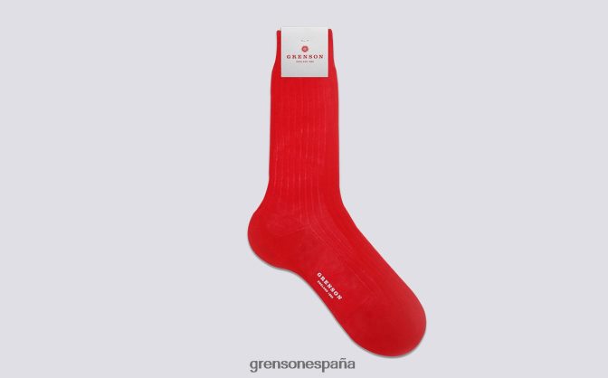 Grenson hombres calcetín de canalé liso rojo PB0FB459 accesorios