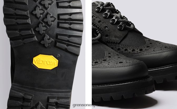 Grenson hombres tecnología archie negro PB0FB108 zapatos brogue