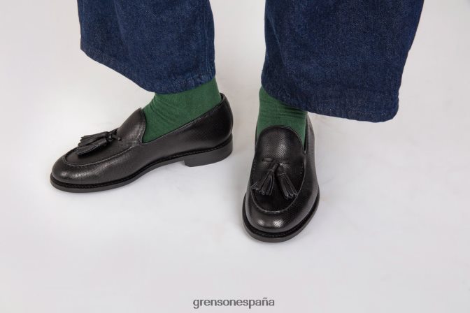 Grenson hombres esmerejón negro PB0FB133 mocasines