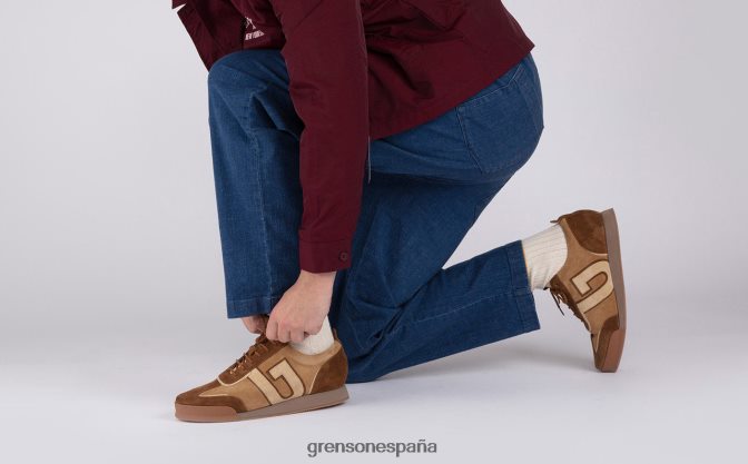 Grenson hombres zapatilla 51 + marrón/crema PB0FB208 zapatillas