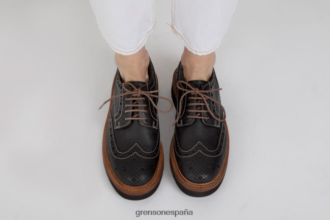 Grenson mujer Ava negro PB0FB331 zapatos brogue
