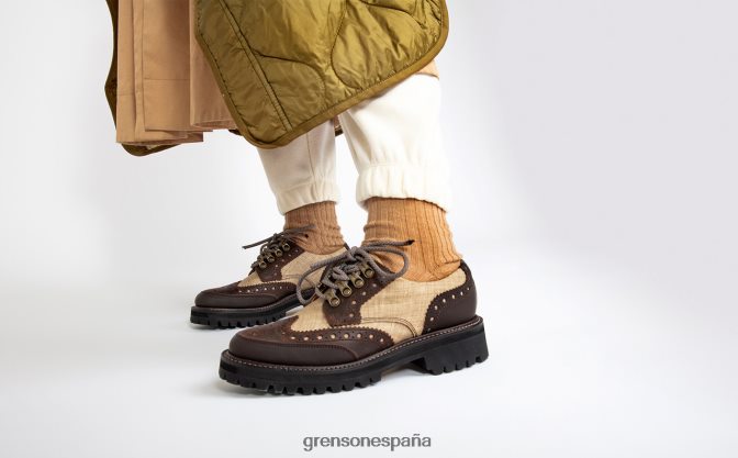 Grenson mujer ava tecnología beige PB0FB330 zapatos brogue