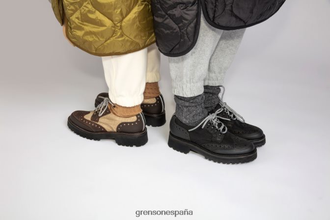 Grenson mujer ava tecnología negro PB0FB332 zapatos brogue
