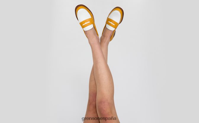 Grenson mujer epsom amarillo blanco PB0FB236 mocasines