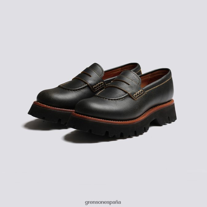 Grenson mujer sombrero marrón antiguo PB0FB257 mocasines