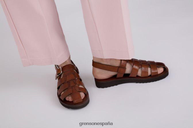 Grenson mujer Reina bronceado pintado a mano PB0FB384 sandalias