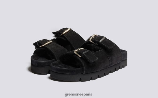 Grenson mujer flora negro PB0FB375 sandalias