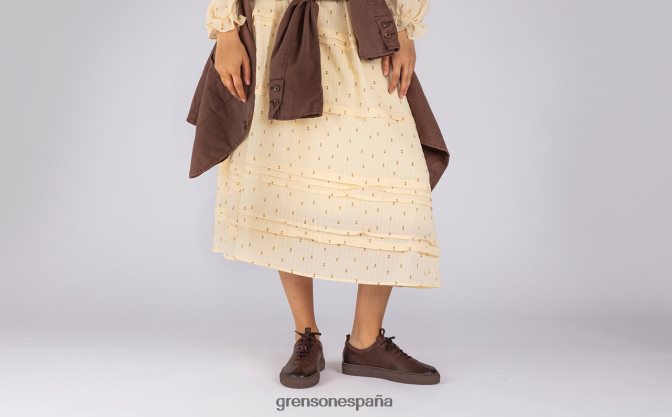 Grenson mujer zapatilla de deporte 1 cafe bruñido PB0FB338 zapatillas